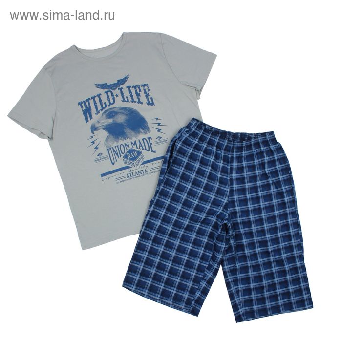 Комплект мужской (футболка, шорты), размер 46, цвет индиго (арт. 886/3) - Фото 1