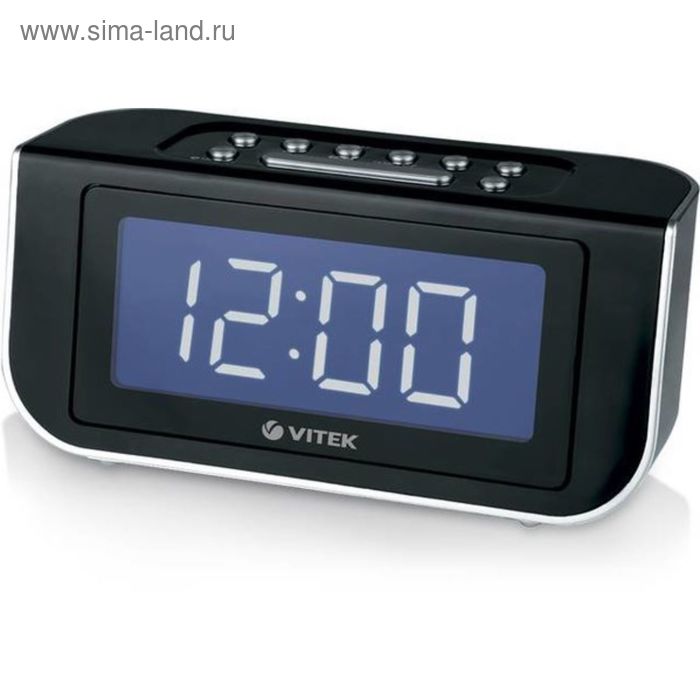 Радиобудильник Vitek VT-3521, FM, ДВ, СВ, КВ, питание от сети, черный - Фото 1
