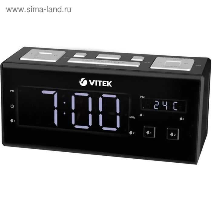 Радиобудильник Vitek VT-3523, FM, питание от сети, черный - Фото 1