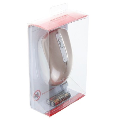 Мышь Gembird MUSW-400, беспроводная, бесшумная, 1600 dpi, 2xAAA, USB, золотистая