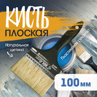 Кисть плоская ЛОМ, натуральная щетина, пластиковая рукоятка, 4", 100 мм - Фото 1
