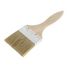 Кисть плоская ЛОМ, натуральная щетина, деревянная рукоятка, 3", 75 мм - Фото 3