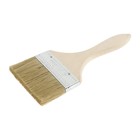 Кисть плоская ЛОМ, натуральная щетина, деревянная рукоятка, 4", 100 мм - Фото 3