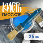 Кисть плоская ТУНДРА, смешанная щетина, пластиковая рукоятка, 1", 25 мм - Фото 1