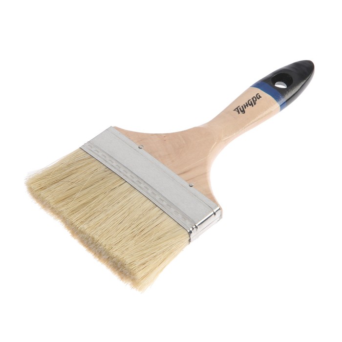 Кисть плоская ТУНДРА, натуральная щетина, деревянная рукоятка, 5, 125 мм