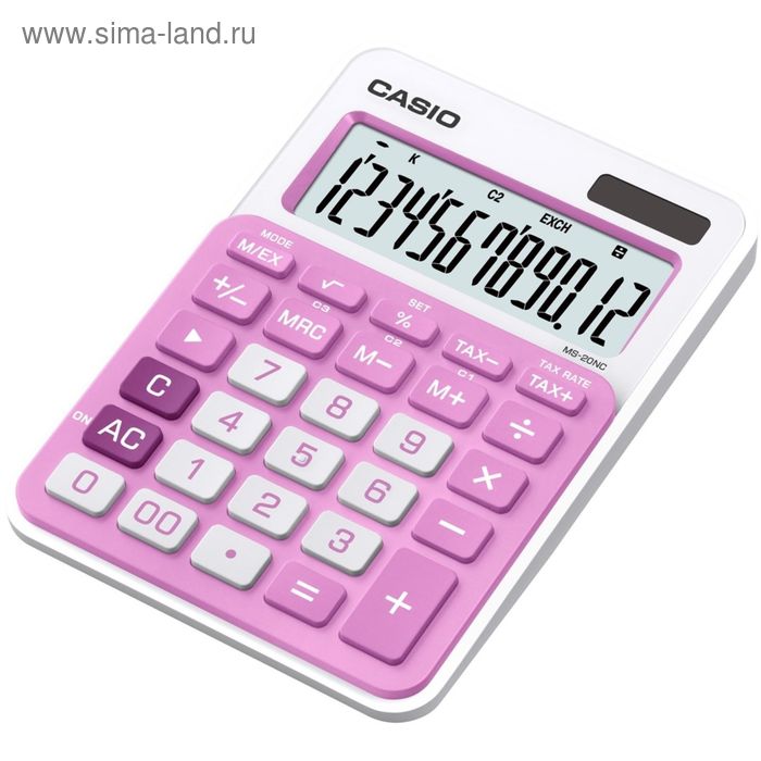Калькулятор настольный Casio MS-20NC-PK 12-разрядный розовый - Фото 1