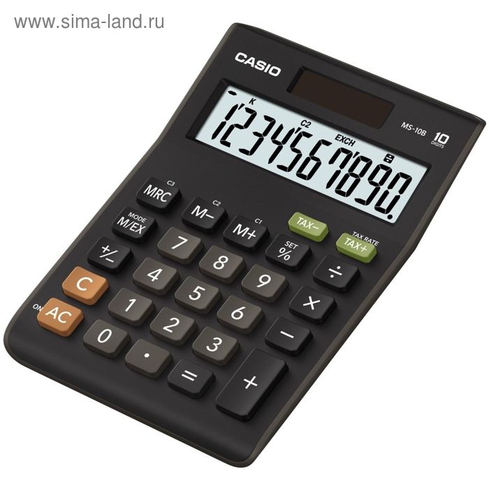 Калькулятор настольный Casio MS-10B 10-разрядный черный - Фото 1
