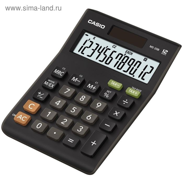 Калькулятор настольный Casio MS-20B 12-разрядный черный - Фото 1