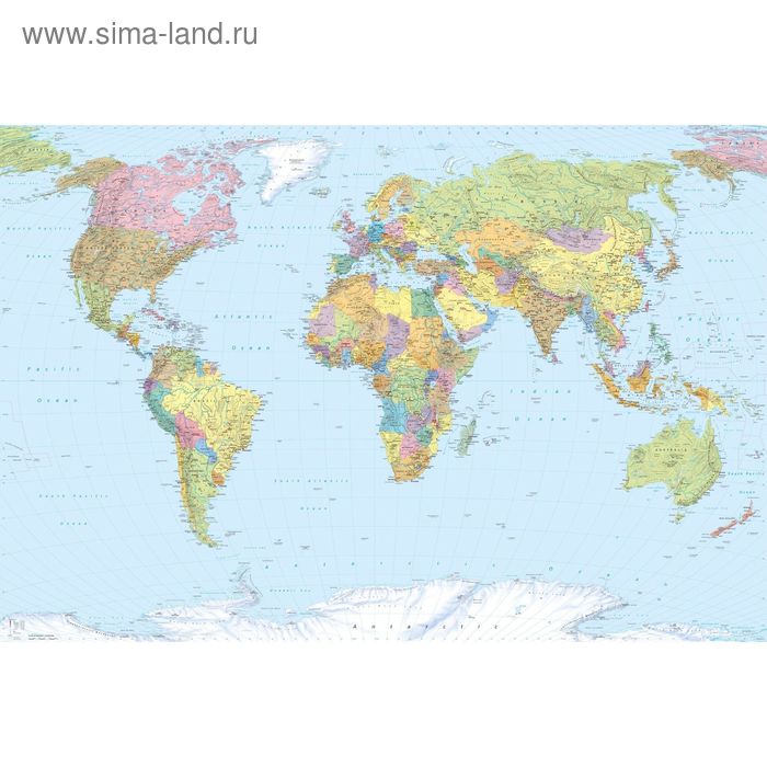 Фотообои Komar XXL4-038 на флизелиновой основе Карта мира 3,68x2,48 м (из 4 частей) - Фото 1