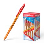 Ручка шариковая ErichKrause R-301 Orange Stick, узел 0.7 мм, чернила красные, длина линии письма 2000 метров, штрихкод на ручке - фото 52190822