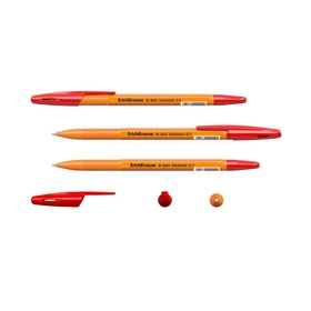 Ручка шариковая ErichKrause R-301 Orange Stick, узел 0.7 мм, чернила красные, длина линии письма 2000 метров, штрихкод на ручке