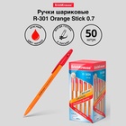 Ручка шариковая ErichKrause R-301 Orange Stick, узел 0.7 мм, чернила красные, длина линии письма 2000 метров, штрихкод на ручке (комплект 50 шт) - фото 27777076