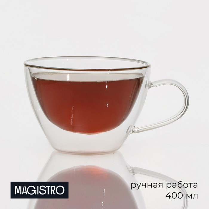 Кружка с двойными стенками Magistro «Лиди. Дуо», 400 мл, стекло, прозрачная - Фото 1