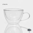 Кружка с двойными стенками Magistro «Лиди. Дуо», 400 мл, стекло, прозрачная - Фото 2