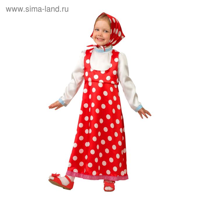 Карнавальный костюм «Маша», текстиль, размер 32, рост 122 см, цвет красный - Фото 1