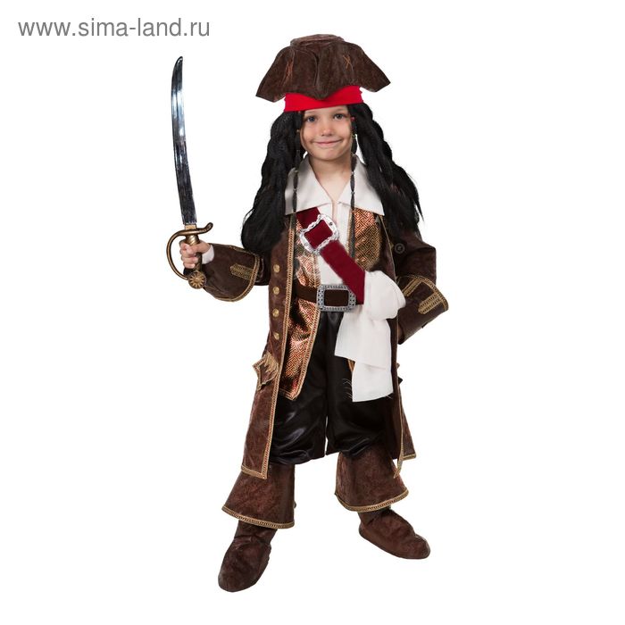 Карнавальный костюм «Капитан Джек Воробей», (бархат и парча), размер 36, рост 146 см - Фото 1