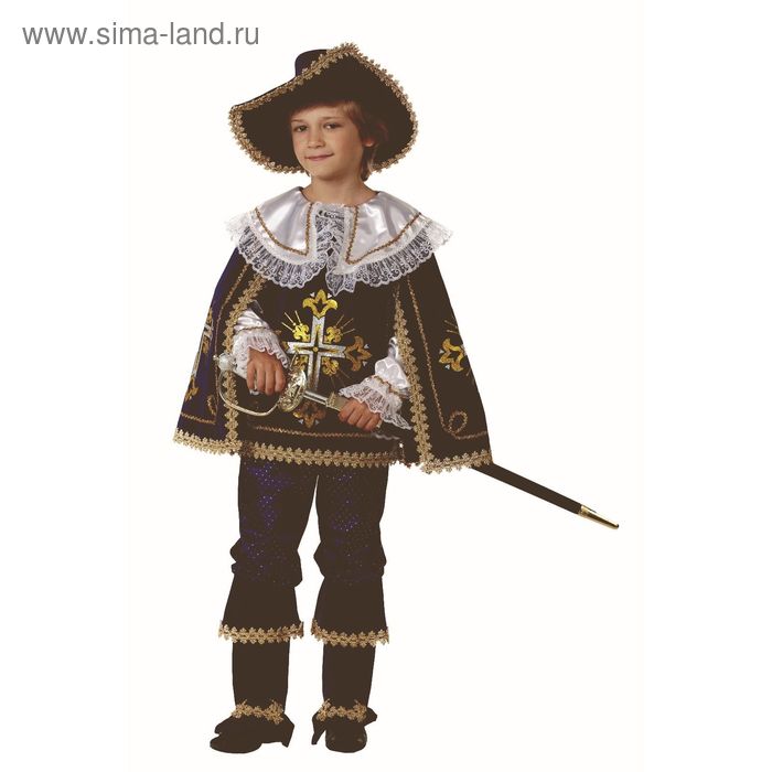 Карнавальный костюм «Мушкетёр короля», (бархат, парча), размер 34, рост 128 см, цвет синий - Фото 1