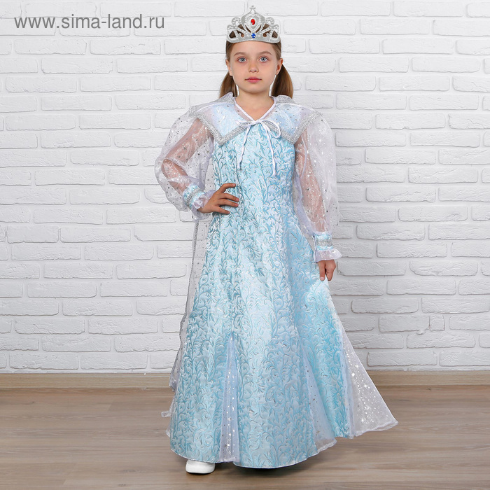 Детский карнавальный костюм «Снежная королева», парча, размер 28, рост 110 см - Фото 1