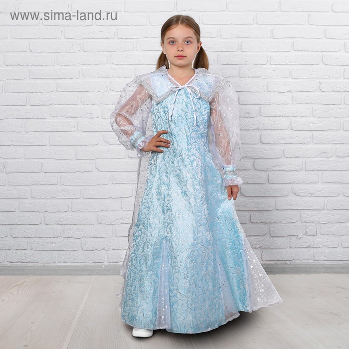 Детский карнавальный костюм «Снежная королева», парча, размер 34, рост 128 см - Фото 1