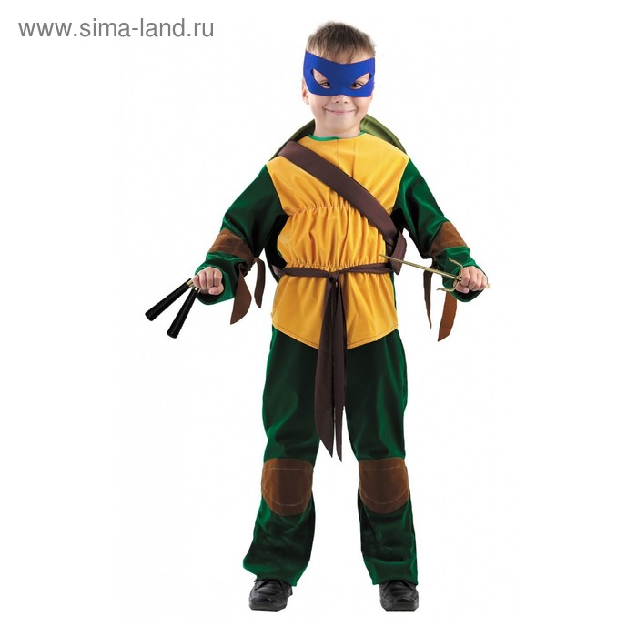 Детский карнавальный костюм «Черепашка-ниндзя», бархат, размер 32, рост 122 см - Фото 1