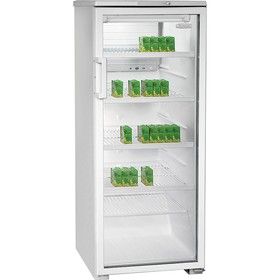 Шкаф холодильный "Бирюса" 290, однокамерный, 290 л, белый/прозрачные двери