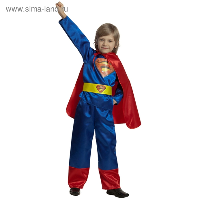 Детский карнавальный костюм «Супермен», размер 34, рост 128 см, цвет сине-красный - Фото 1