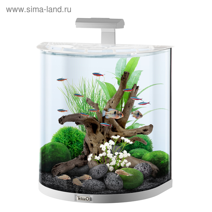 Аквариум дуговой Tetra AquaArt Explorer Line LED Tropical 60л, белый - Фото 1