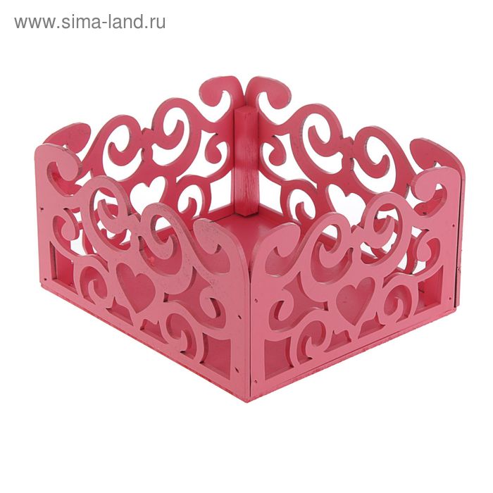Ящик резной "Вензеля", розовый, 17,5 х 15,5 х 9 см - Фото 1