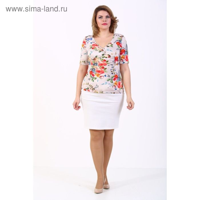 Блузка женская, размер 56, цвет бежевый - Фото 1