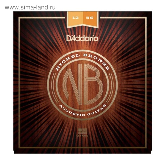 Струны для акустической гитары D'Addario NB1256 Nickel Bronze, Light Top/Med Bottom, 12-56 - Фото 1