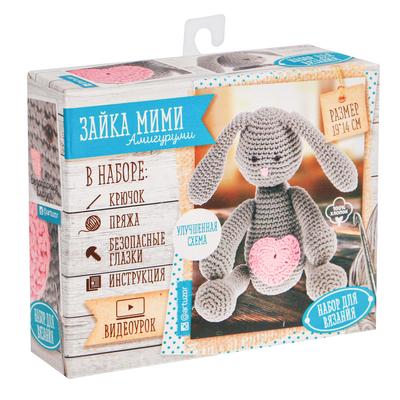 Мягкая игрушка «Зайка Мими», набор для вязания, 10 × 4 × 14 см