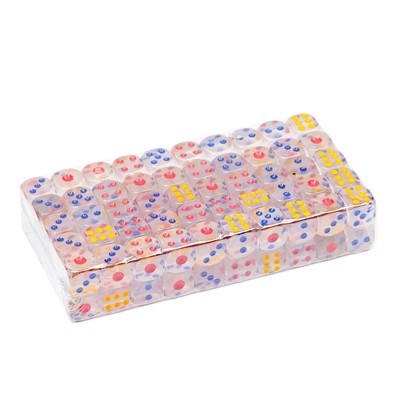 Кости игральные, кубики для настольных игр 1.4×1.4 см, фасовка 100 шт., прозрачные