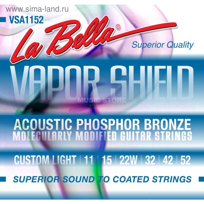 Струны для акустической гитары La Bella VSA1152 Vapor Shield, 11-52 - Фото 1