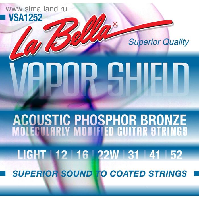 Струны для акустической гитары La Bella VSA1252 Vapor Shield 12-52 - Фото 1