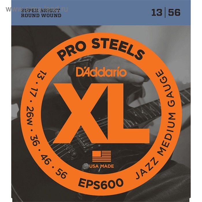 Струны для электрогитары D`Addario EPS600 XL PRO STEEL Jazz Medium 13-56 - Фото 1