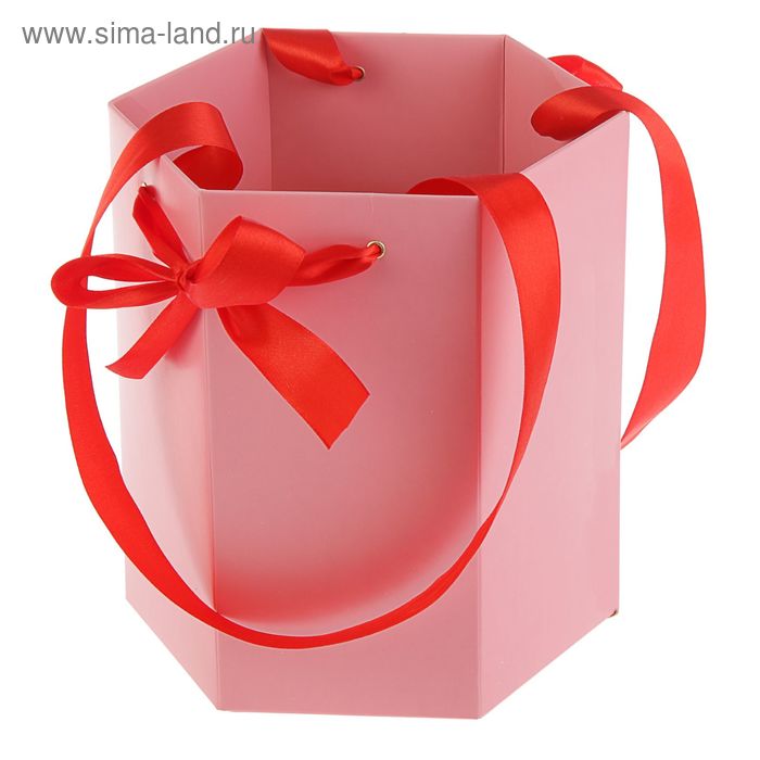 Коробка-ваза для цветов с пластиковой вставкой, 16 х 16 х 16 см, розовый - Фото 1