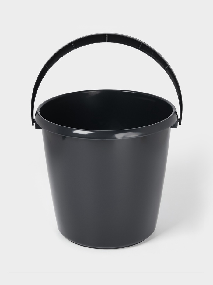 Ведро хозяйственное, 10 л, d=29 см, h=28 см, пластик, чёрное - Фото 1