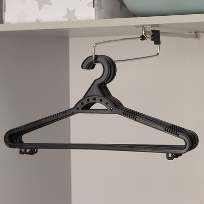 Плечики - вешалки для одежды, 5 шт, размер 46-48, чёрные