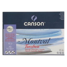 Альбом для Акварели 297 х 420 мм, А3, Canson Montval, 270 г/м2, 12 листов, Снежное зерно, на склейке