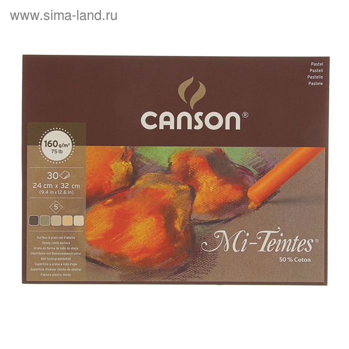 Альбом для пастели С4, 240x320 мм, 30 листов на склейке Canson Mi-Teintes 5, 160 г/м², коричневые тона - Фото 1