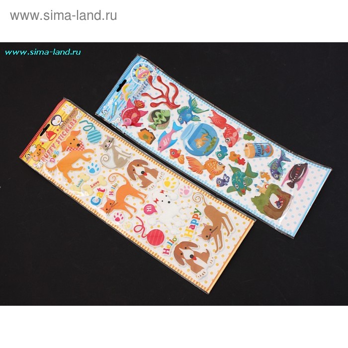 наклейка пластик блеск 37*12 см веселый зоопарк два вида - Фото 1
