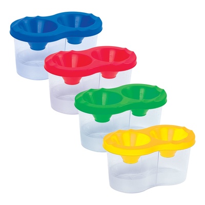 Стакан - непроливайка для рисования двойной Calligrata, 150 мл ×2, с держателем для кистей, МИКС