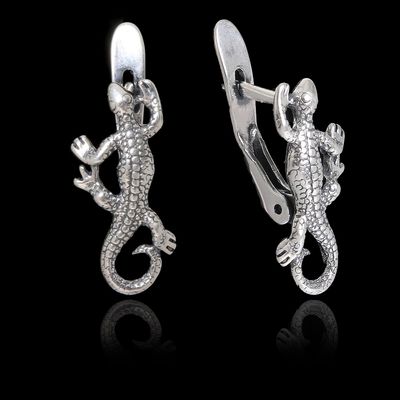 Серьги «Саламандра», цвет чернёное серебро