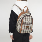 Рюкзак молодёжный, 2 отдела на молниях, 2 наружных кармана, цвет белый/коричневый - Фото 1