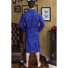 Халат мужской, шалька+кант, размер 52, цвет синий, махра - Фото 2