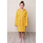 Халат для девочки с капюшоном, цвет жёлтый, рост 98, махра - Фото 1