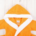 Халат махровый для девочки капюшон + комби/белый, цвет оранжевый, рост 92 - Фото 2