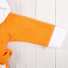 Халат махровый для девочки капюшон + комби/белый, цвет оранжевый, рост 92 - Фото 3