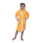 Халат махровый для девочки капюшон + комби/белый, цвет оранжевый, рост 92 - Фото 1