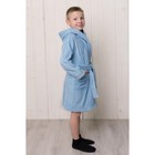 Халат для мальчика с капюшоном, рост 92 см, голубой, махра - Фото 2